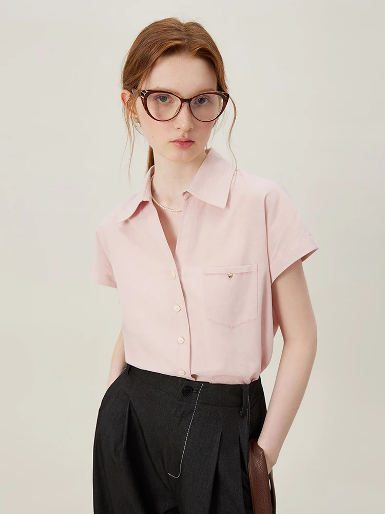 FSLE 【 3 цвета 】женская летняя Тонкая блузка с коротким рукавом реглан в синюю и