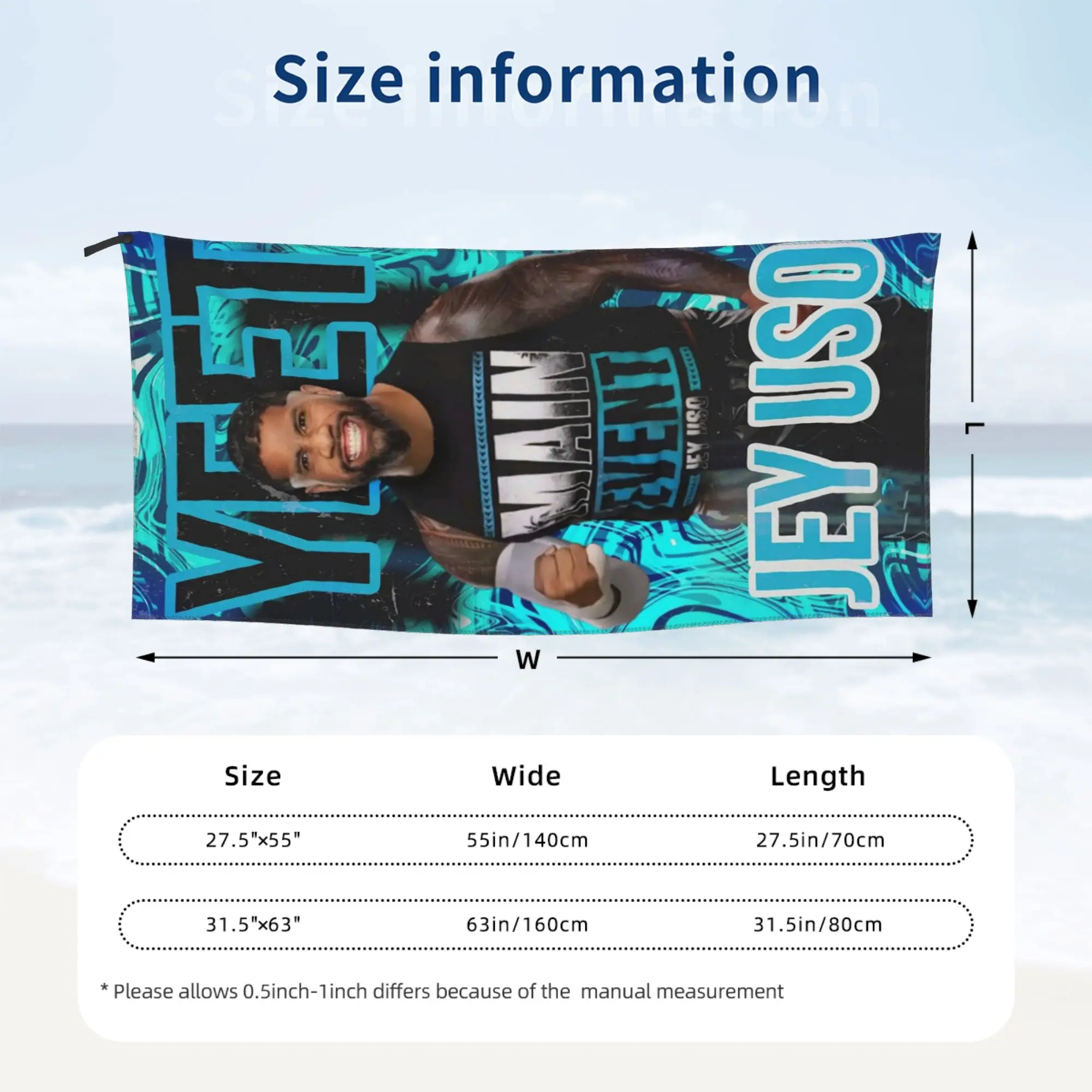 Пляжное полотенце WWE Jey Uso Maint Event 2024 из мягкой микрофибры, быстросохнущее, впитывающее, для ванной (art.: 3920d8403cd6d) - 3920d8403cd6d