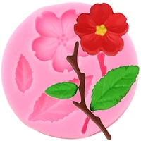 peach flower tree leaf branch silicone mold diy cupcake topper fondant molds cake decorating tools candy chocolate moulds