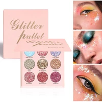 9 color eyeshadow pallete diamond glitter eye shadow long lasting make up sequins eye pigment makeup palette maquillage cosmetic
