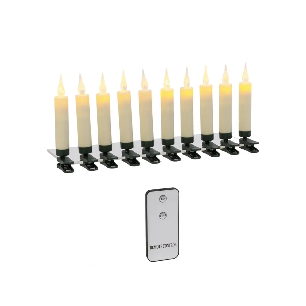 

Set of 10 Remote Control Clip On 4.13"H LED Candles