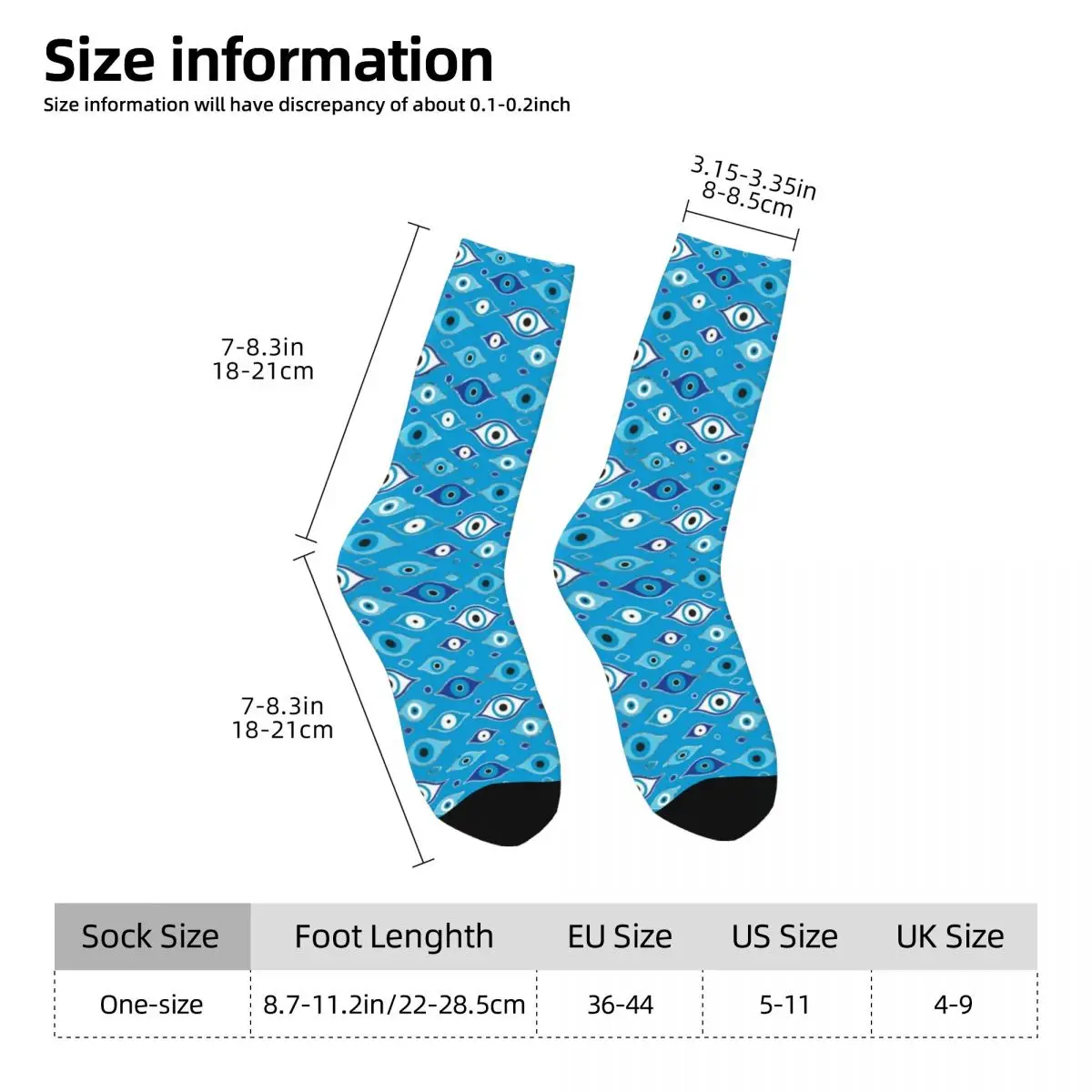 Evil Eye Pattern Socks Mati Mataki Funny Stockings Girls Breathable Outdoor Autumn Graphic Anti-Slip