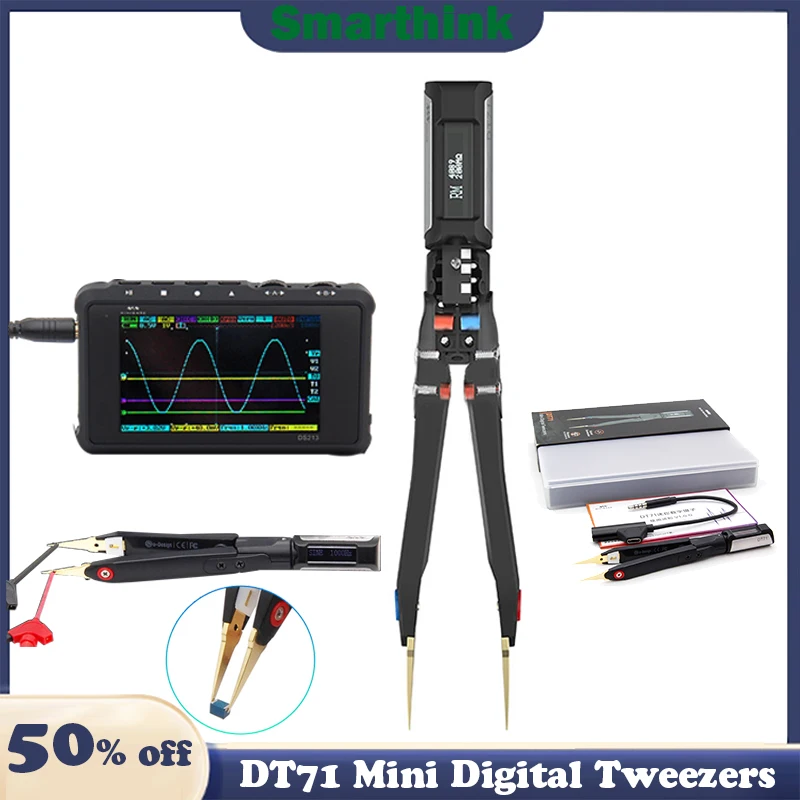 

MINIWARE Portable Digital Smart Tweezers DT71 LCR SMD Tester 10KHz Meter Signal Generator Debugging Reparing Tool OLED Display