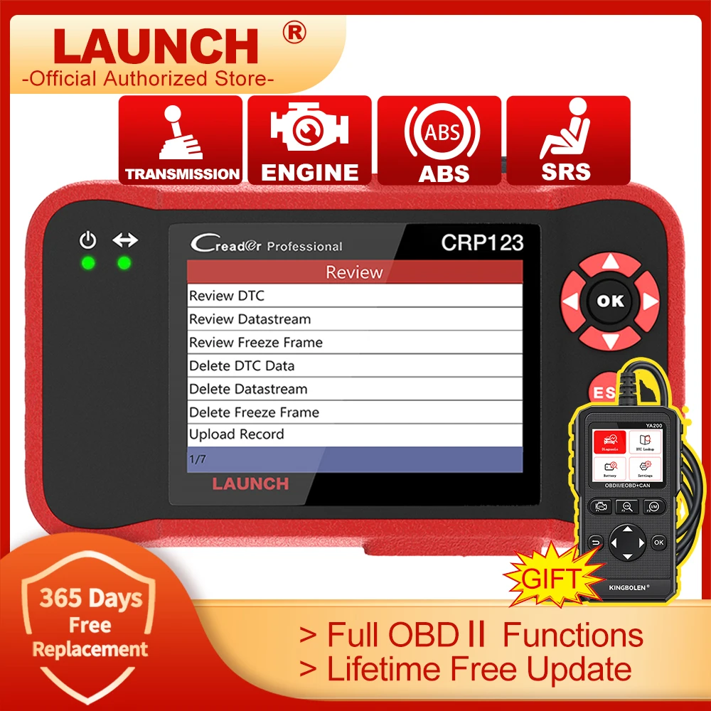 Диагностический сканер LAUNCH X431 CRP123 OBD2, прибор для диагностики двигателя, коробки передач из АБС-пластика, с бесплатным обновлением