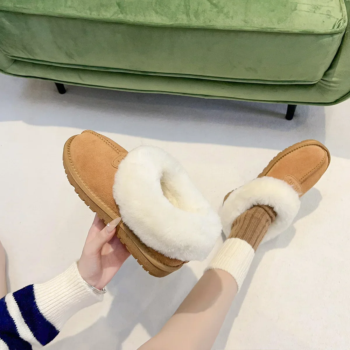 Дропшиппинг утепленные флисовые зимние ботинки короткие на меху плоской подошве