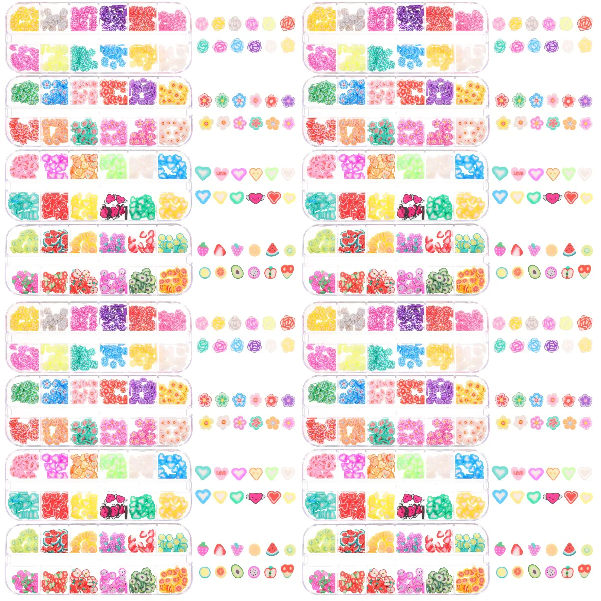 

16 коробок, полимерная глина разной формы, ногтевые наконечники, рукоделие, маникюр, Декор, ремесла, кусочки