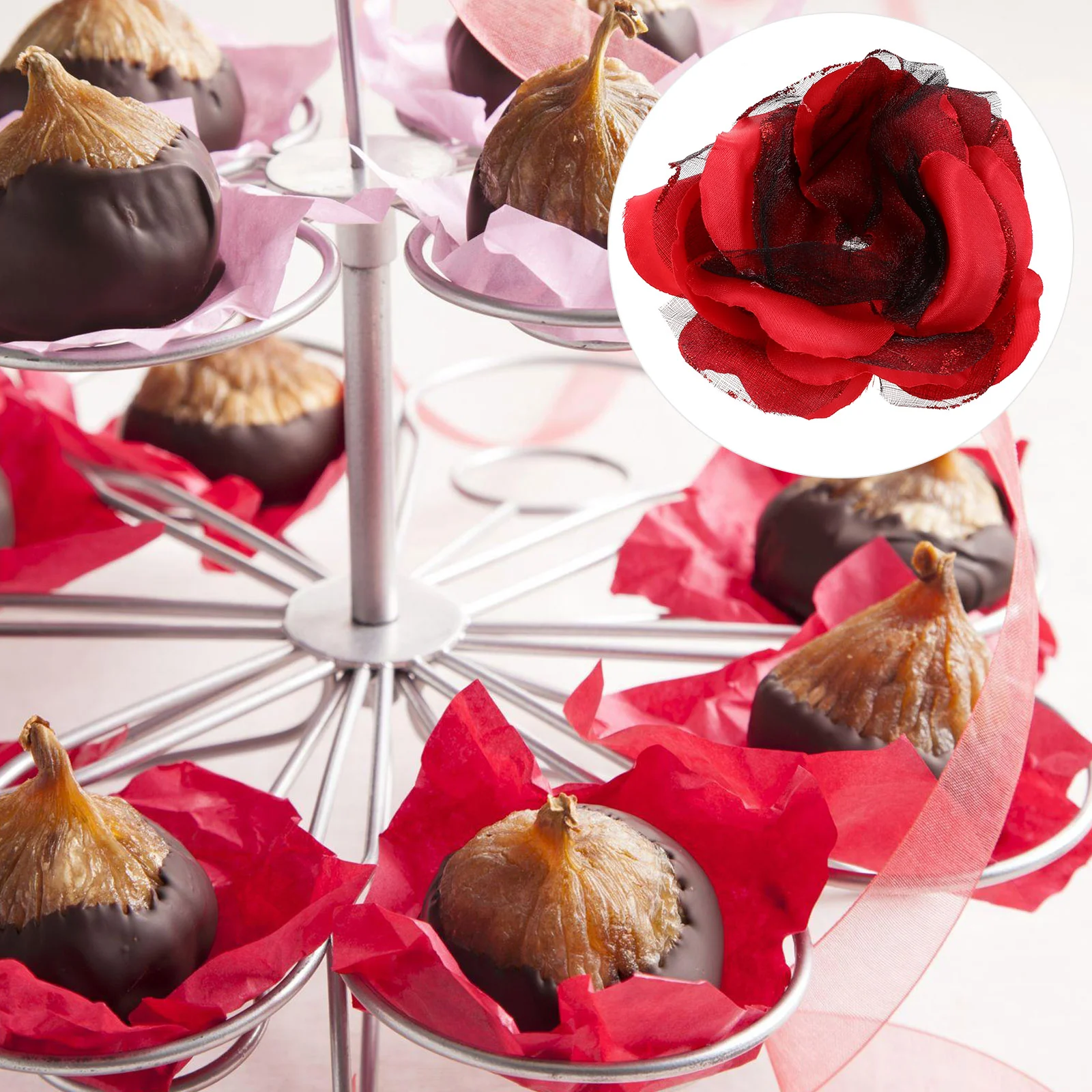 

10 Pcs Chocolate Rose Head Decor Wrapping Paper Candy Wrapper Wedding Party Favor Petal Packing Bag Silk Flower