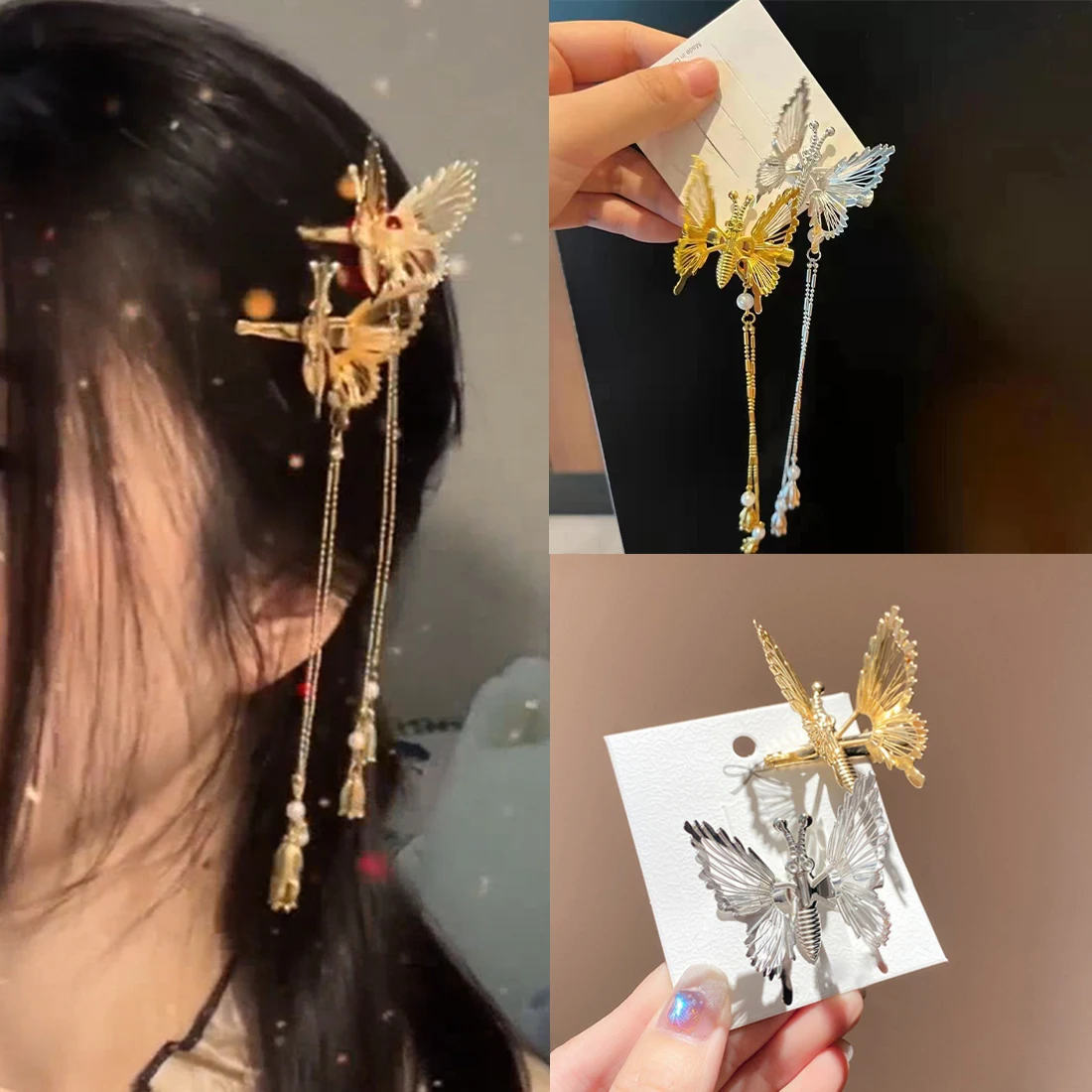

New Cute Moving Butterfly Hairpin Girls Tassel Barrettes Hair Accessories Shaking Move Wing Top Clip Bangs Clip Jewelry