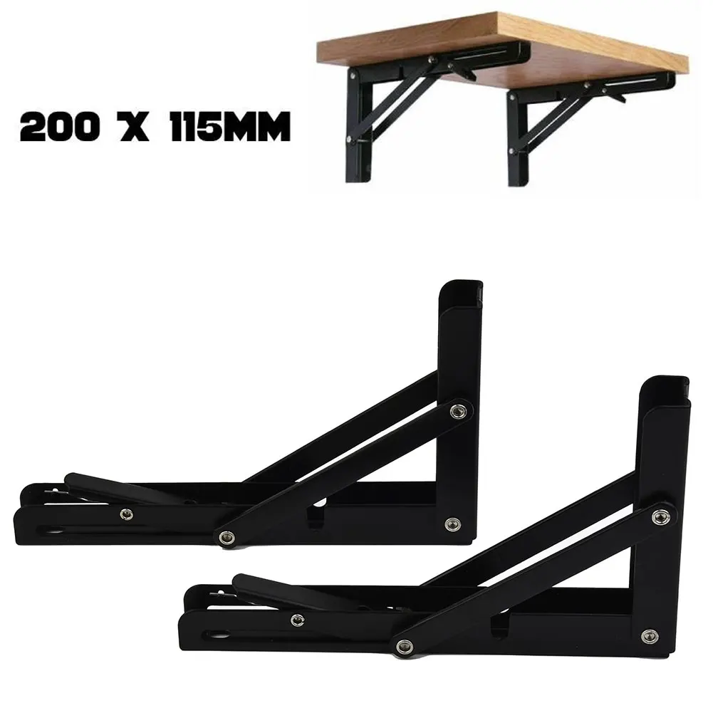 

2Pcs Campervan Folding Bracket Table Shelf Motorhome Caravan Black Finish Stainless Steel Mini Folding Table Car Accessories