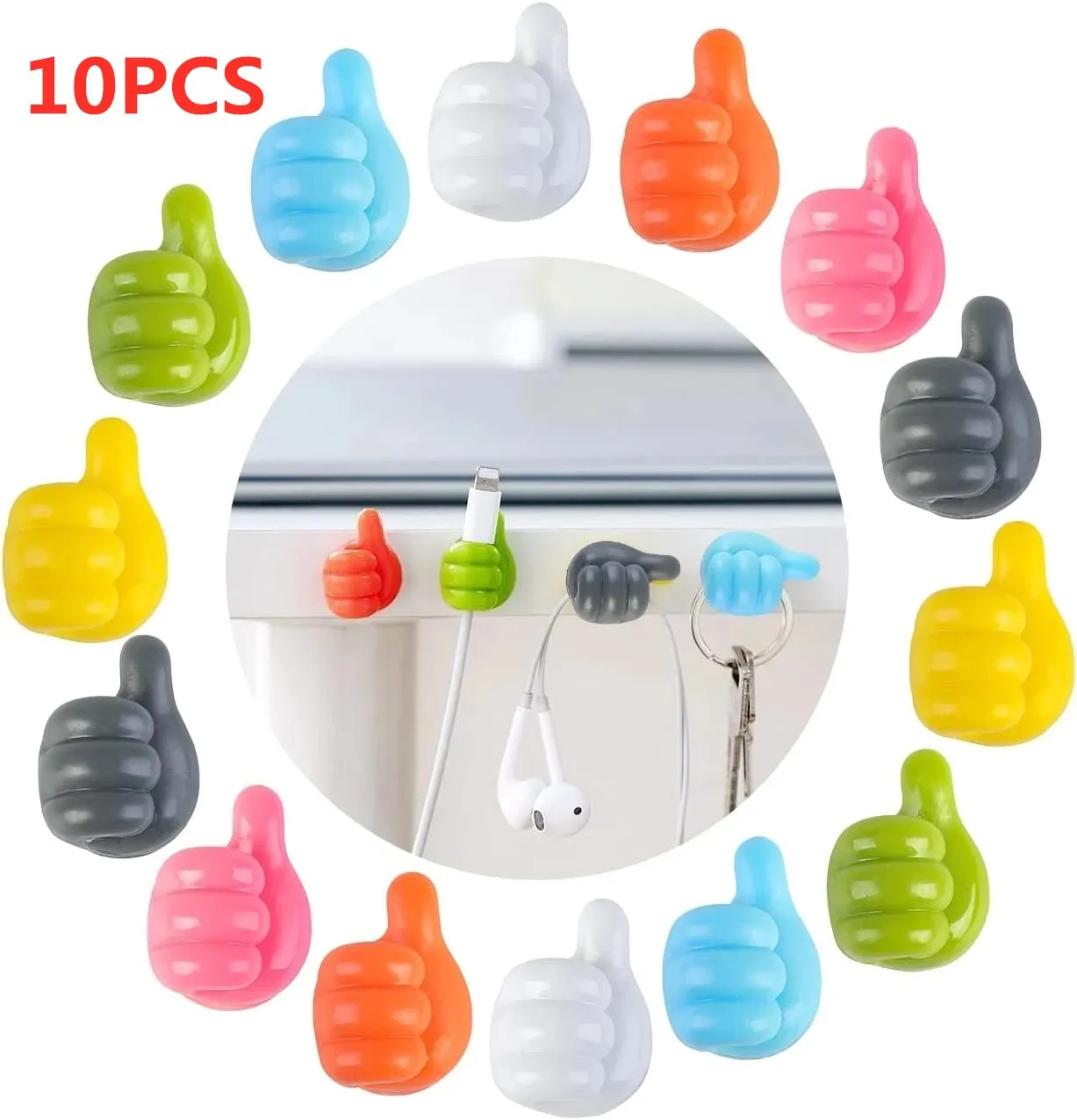 Xuuza Portacavi Magnetici In Silicone – 5 Clip + 5 Basette Metalliche – Organizzatore Per Scrivania, Comodino E Auto – Nero - 5