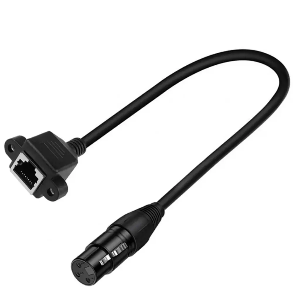 Фото Кабель-адаптер XLR (женский) на RJ45 (мужской), 3-контактный, ABS, 30 см, сетевой разъем RJ45, прочный, универсальный, для контроллеров DMX-CON серии №5