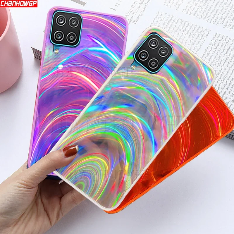 Чехол для Samsung A12 Радужный градиентный лазерный чехол телефона Galaxy A02S A32 A42 A52 A72 5G A