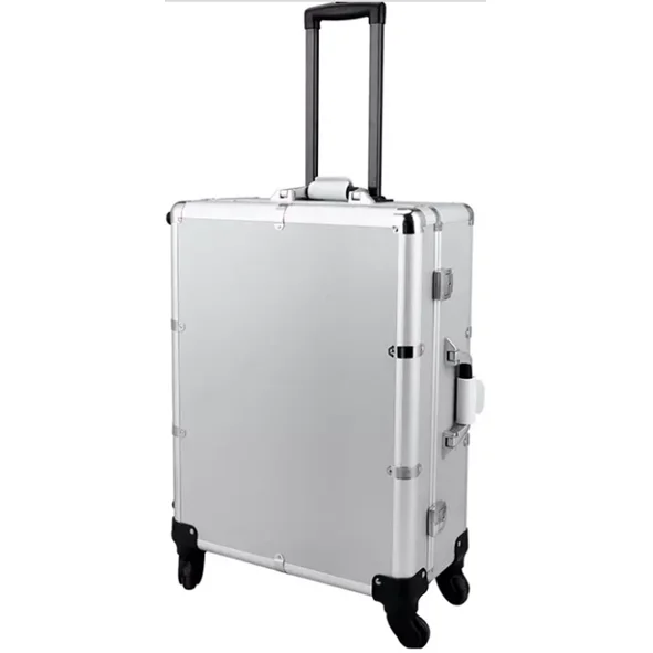 

Silver Aluminum makeup trolley Salon mobile station lighted cosmetic case with mirror and bulbs