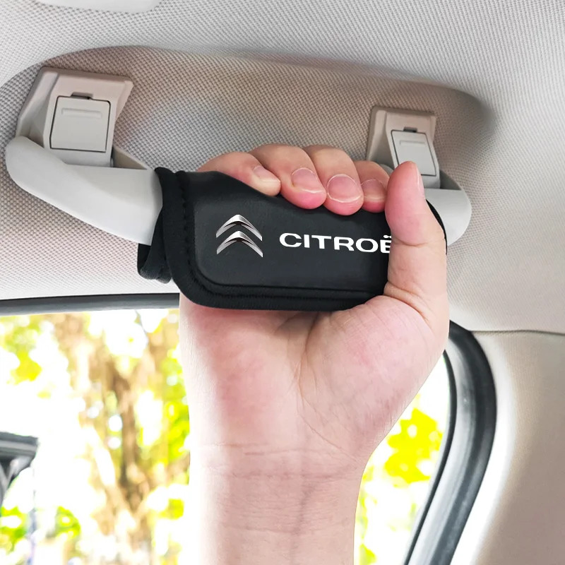 

Leather Car Logo Pull Gloves Comfortable Roof Handle Protection Cover Decor Accessories tools For Citroen C1 C2 C3 C4 C5 C4L DS3