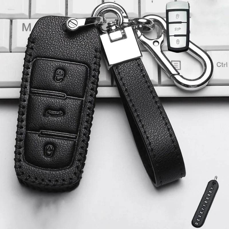 

Leather Car Key Cover For VW Volkswagen 3C CC Polo Tiguan Passat B6 B7 Golf MK Jetta Skoda Kodiaq Superb Octavia Seat Maogotan