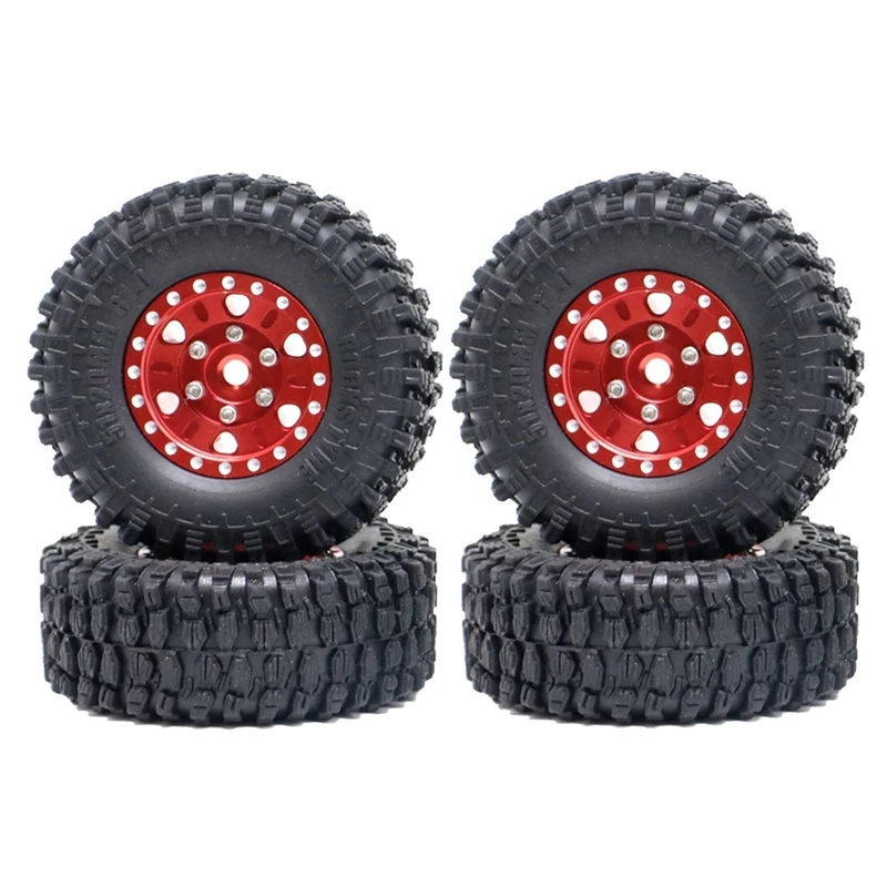 

1.0 Beadlock Wheels And Tires 4Pcs Metal Micro-Crawler Tire For 1/24 RC Crawler Car Axial SCX24 90081 AXI00001
