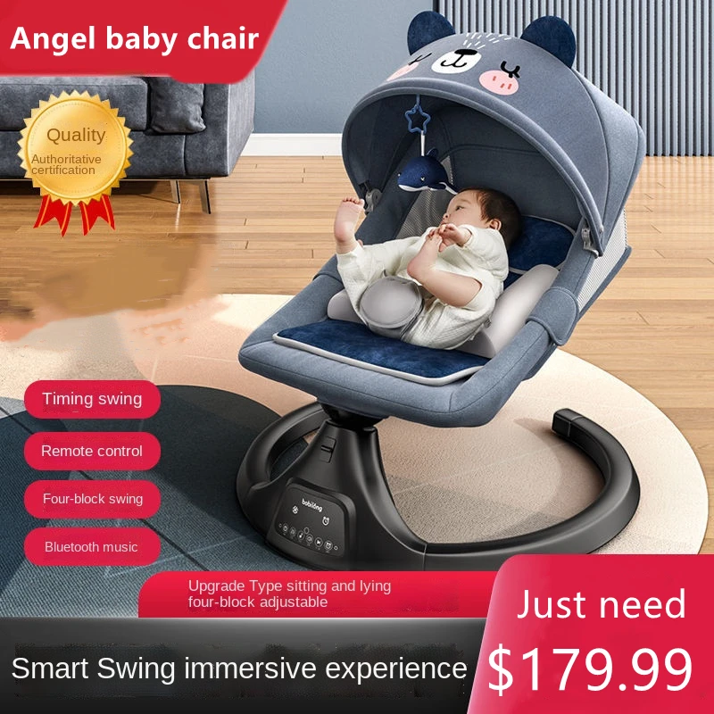 0-2Years Baby Rocking Chair Smart Electric Baby Cradle Bed Crib Baby Bouncer Newborn Calm Chair Bluetooth Belt Remote Control