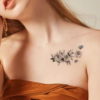 temporary tattoo stickers sexy rose blue butterfly wreath fake tatto waterproof tatoo neck chest arm small size for women girl