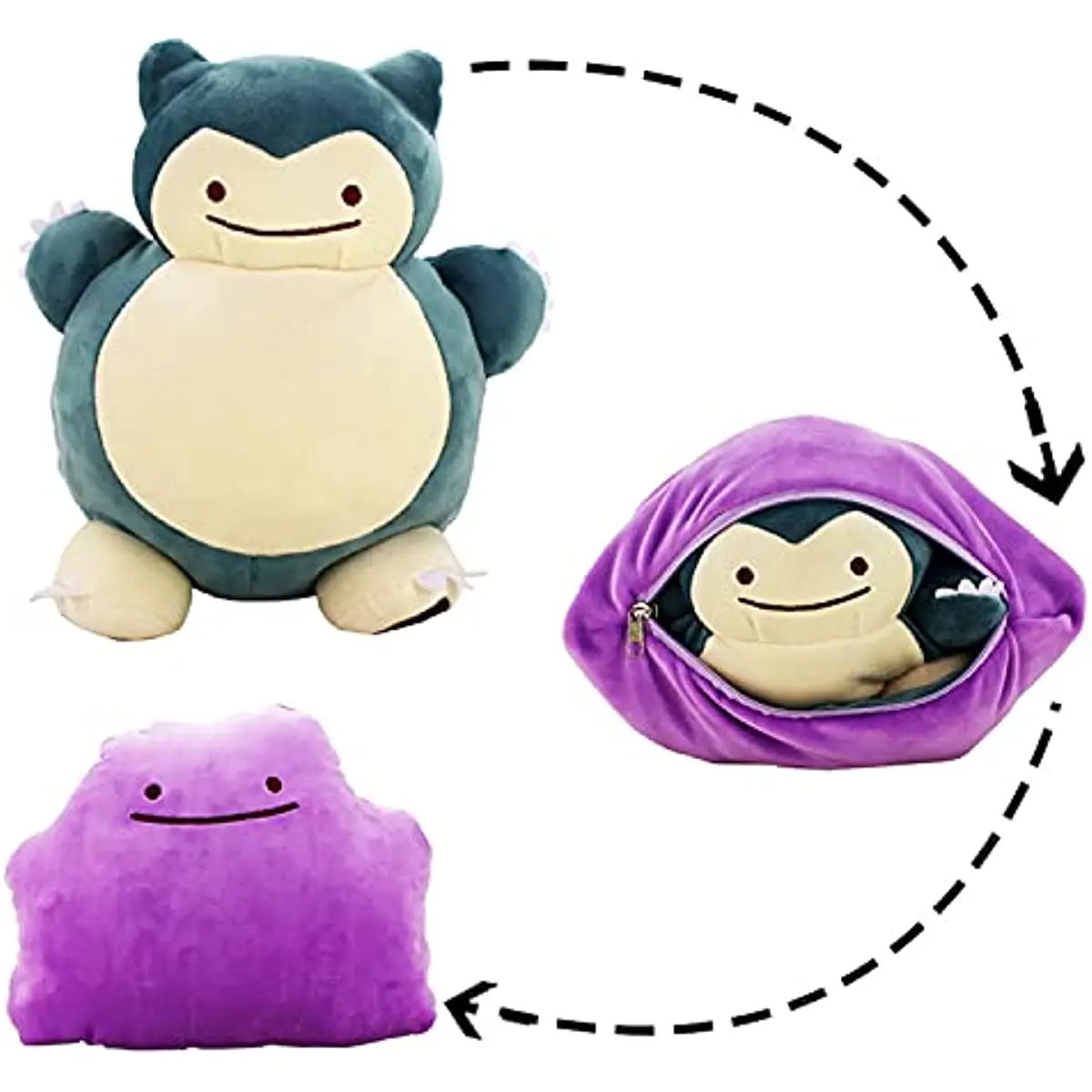 

Jumbo Snorlax Plush Changeable Two Style Soft Stuffed Toy 32cm Doll Ditto Reversible Figure Pillow Kids Gift