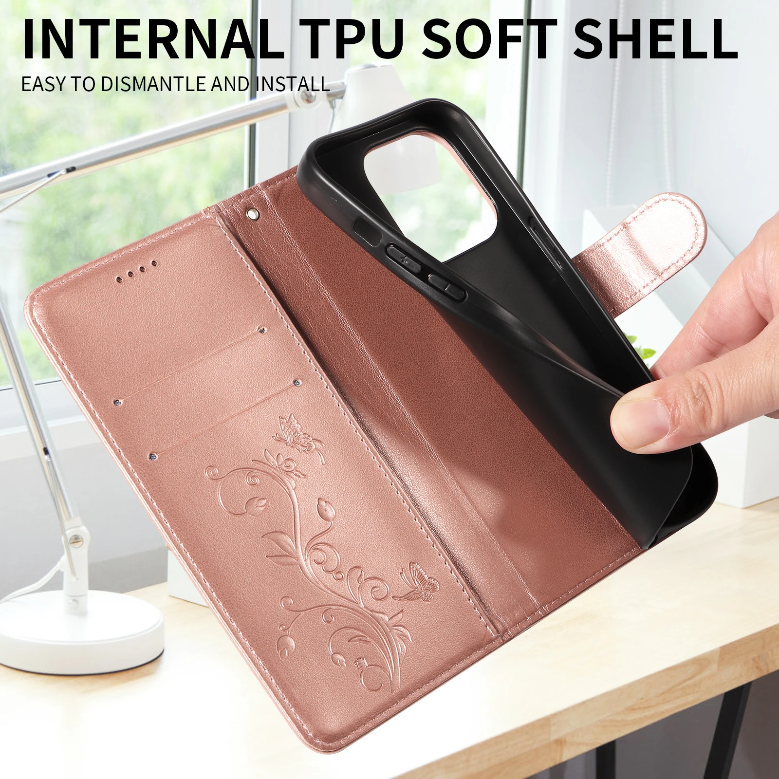 Кожаный чехол-книжка с рельефным деревом для Google Pixel 8 8A 6 7A 7 Pro