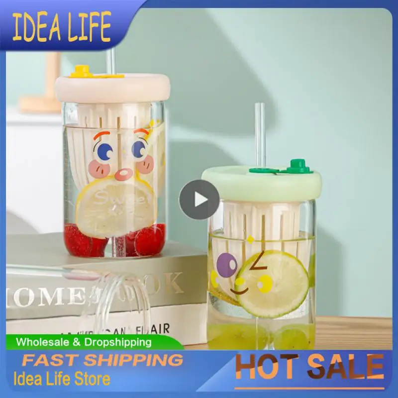

Large Capacity Gift Cup High Color Value Water Cup Internet Celebrity Make Tea Lemon Cup Bubble Cup With Straw Glass Non-slip