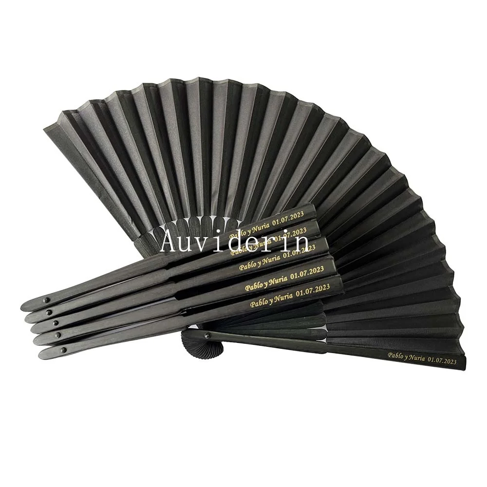 50/35 шт. черный бамбуковый складной веер сувениры для выпускного 38/40/45/48