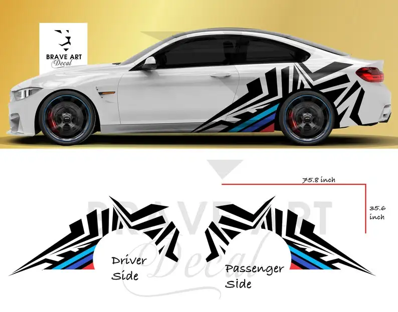 

3 Colour Broken Stripe Set for BMW - Vinyl self adhesive graphic car sticker decal, Black, Red, Blue, Navy Blue M3, M4, M5, 320i