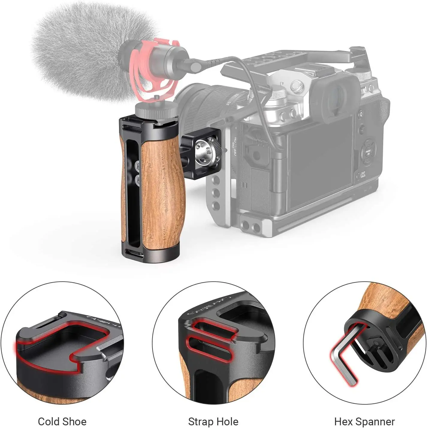 Деревянная мини-боковая ручка Smallrig (для крепления в стиле ARRI) -2914