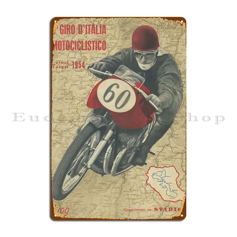 Фото Giro D Italia Motociclistico 1955, металлический знак, индивидуальное украшение, персонализированный ржавый паб, жестяная вывеска, плакат №1