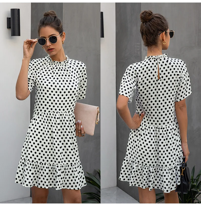 

2023Casual dress, Black Dress Polka-dot Women Summer Sundresses Casual White Loose Fit Clothes Free People Yellow Womens Clothi