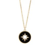 vintage black round pendant necklace gold plated stainless steel necklace necklaces for women accessory party jewelry