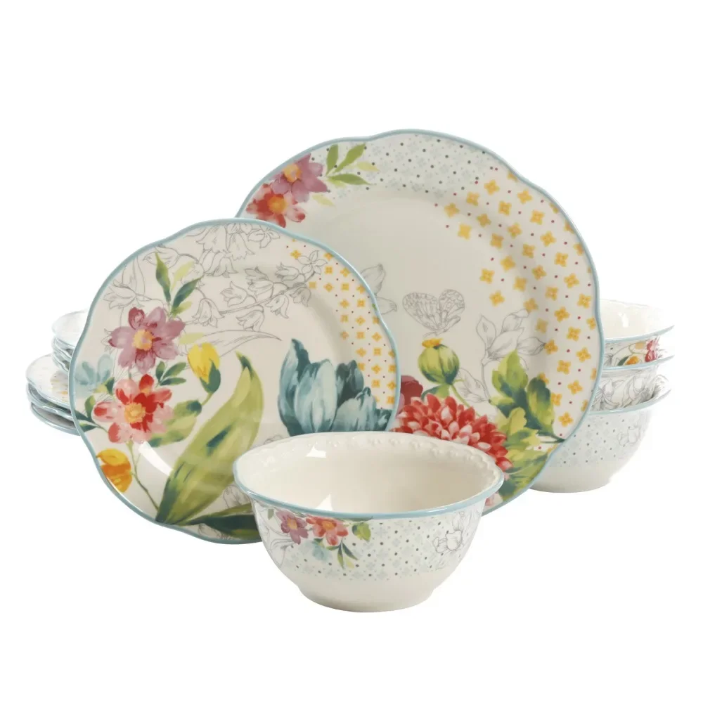 

The Pioneer Woman Blooming Bouquet 12-Piece Dinnerware Set, Dishes and Plates Sets