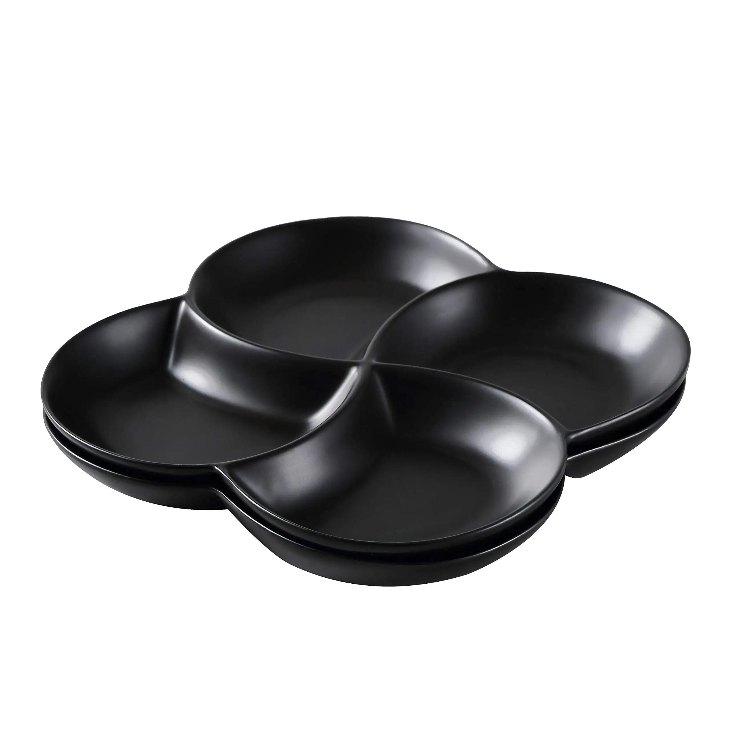 

8.5 Inch Modern Set Of 2 Decorative Ceramic 2 Appetizer 4 -Compartment | 1