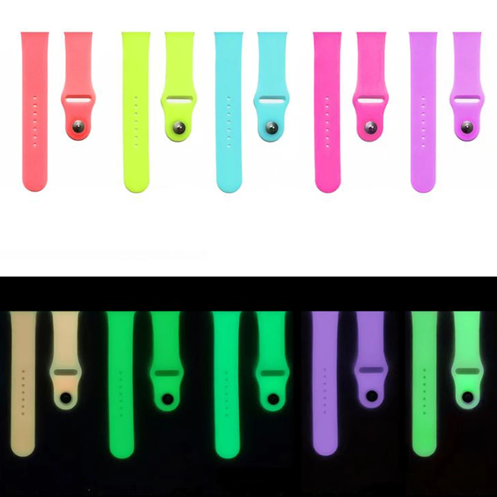 Luminous Silicone Strap for Apple Watch Band 7 6 se 5 4 42 mm 40 44mm Sport Loop Bracelet for Iwatch Series 3 2 45mm 41mm 38mm