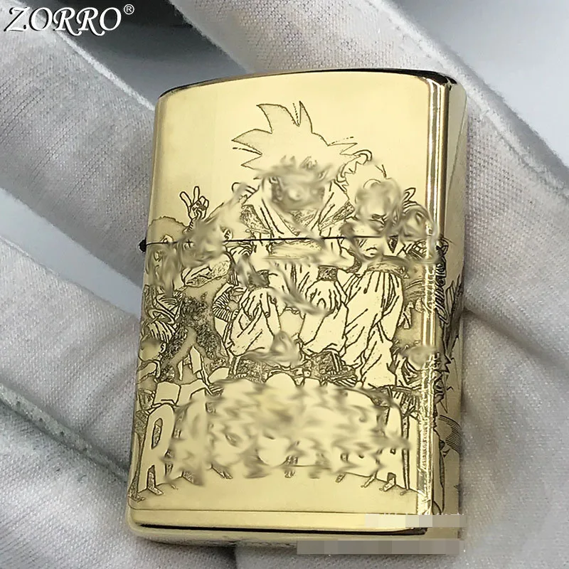 

Zorro Animation Kerosene Lighter Copper Carved Classic Windproof Bright Torch Play Cigarette Accessories Collection Gifts