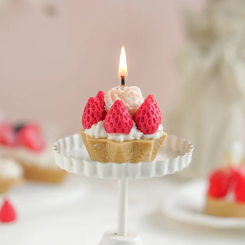 

Strawberry Silicone Candle Mold Food For Candles Making Handmade Baking Soap Fondant Cake 3D Simulation Fruit Moule Bougie