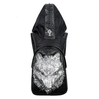 mens bookbag backpack with hoodie laptop computer back to school womens pupunk 3d wolf head computer bag mens travel backpack