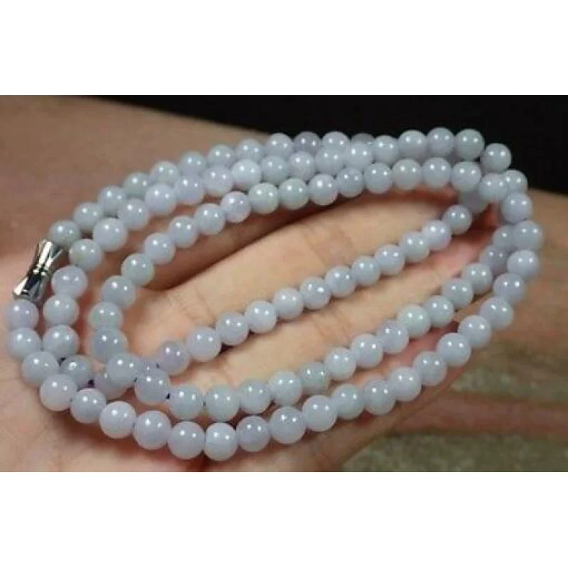Free shipping Certified Lavender 100% Natural A Jadeite Bead Beads Necklace