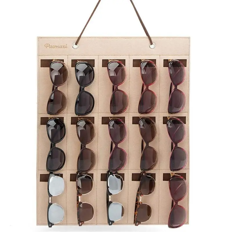 

New Hanging Bag Wall Hanging High Quality Sunglasses Storage Box 15 Grids Glasses Organizer Organization Storage Felt
