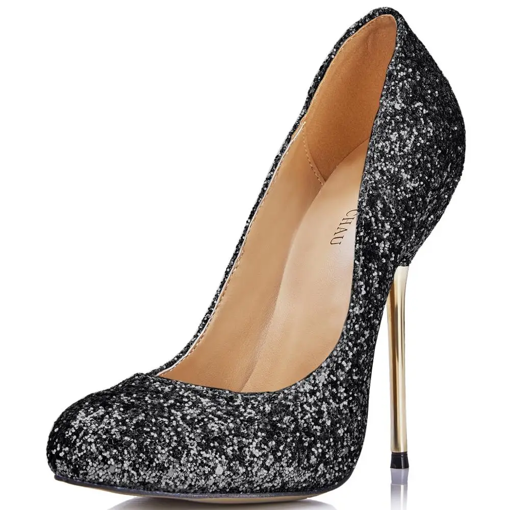 

CHMILE CHAU Glitter Sexy Bridals Party Shoes Women Round Toe Stiletto Iron High Heels Fashion Ladies Pumps Zapatos Mujer 3845-b