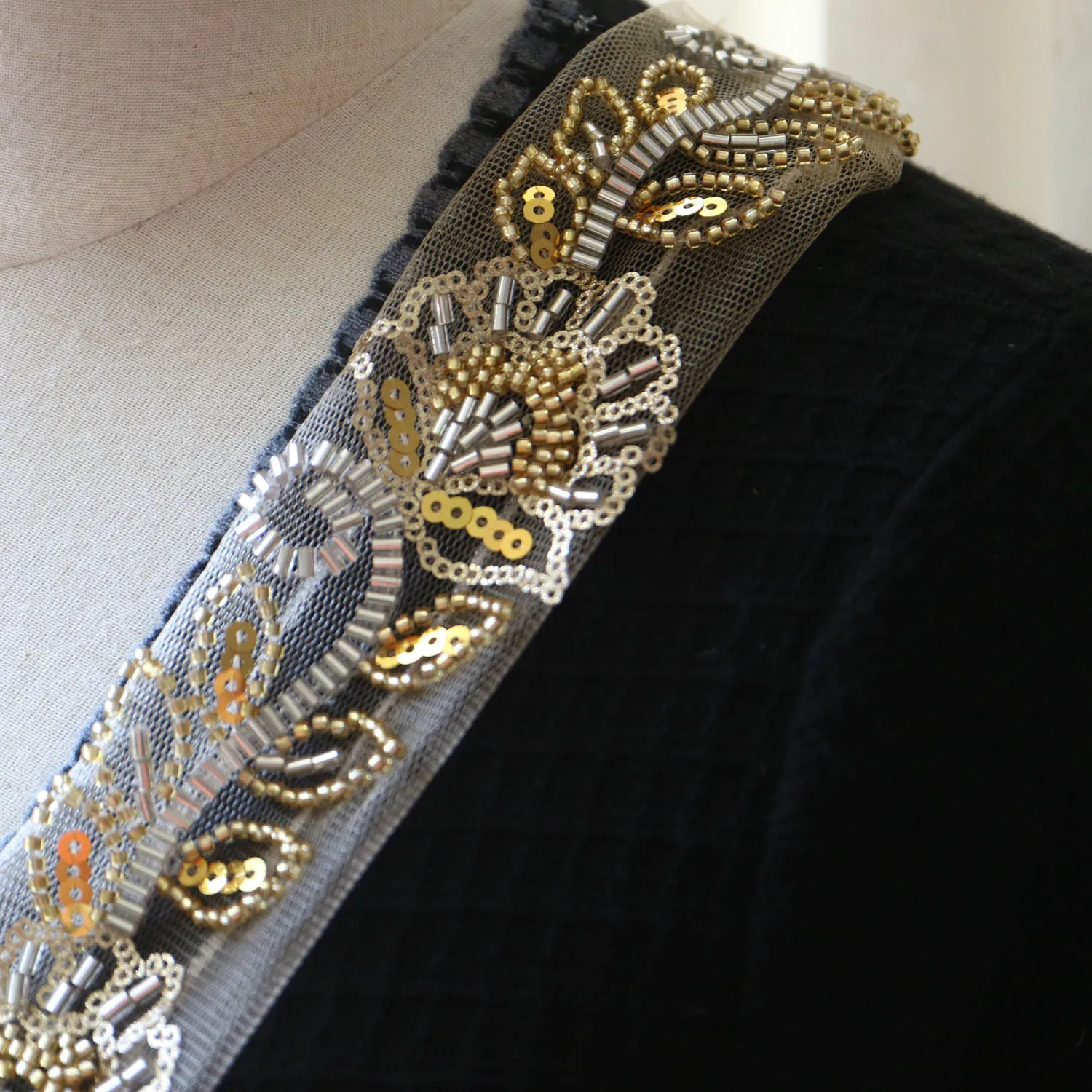 Кружевная отделка для одежды с блестками и цветами 1 ярд | Дом сад