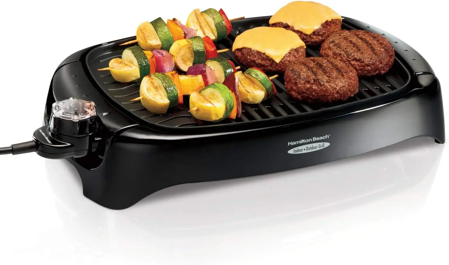 

100 sq. in. Surface Serves 8, Virtually Smokeless Grilling, Adjustable Temperature Control to 450F, Dishwasher Safe Removable No