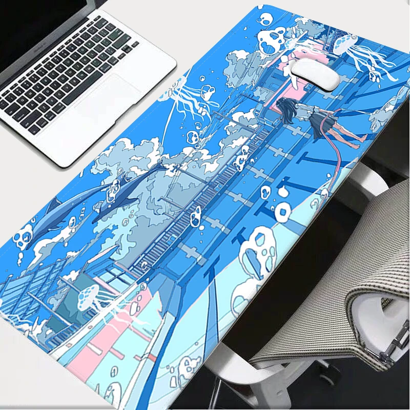 

Japanese Anime Kawaii Blue Sky Anti-Slip Desktop Desk Mat Kawaii Gaming Accessories Students Writing Pad for Teen Girls Bedroom