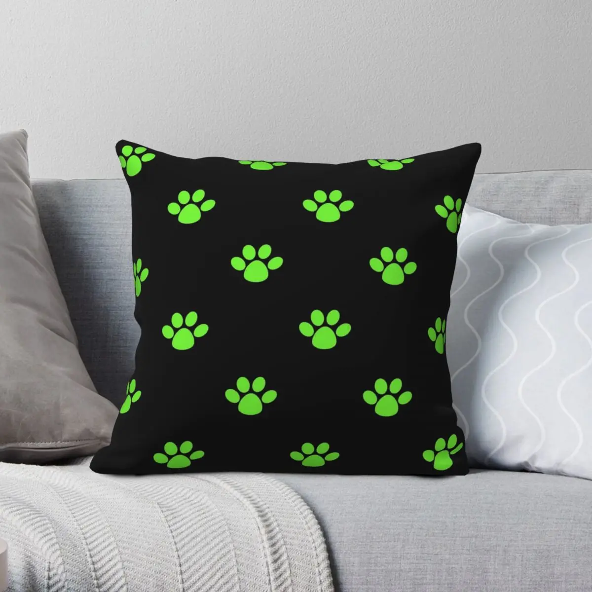 

Chat Noir Paw Prints Pillowcase Polyester Linen Velvet Printed Zip Decor Home Cushion Cover 45x45