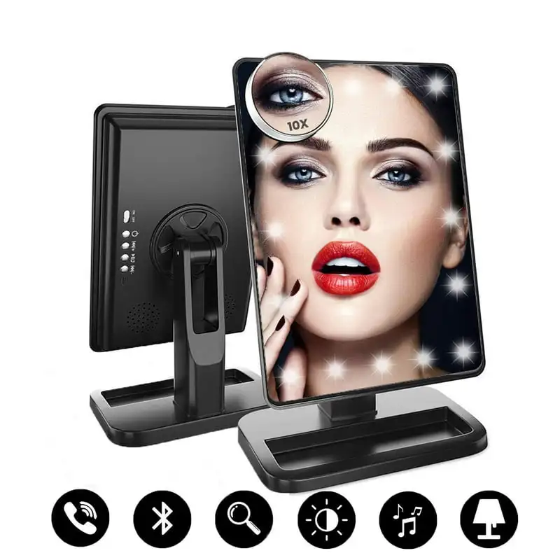 

10x Magnifying Lighted Makeup Mirror, Touch Screen Wireless Audio Speaker, Natural Daylight LED Light, Cosmetic Mirror for Home,