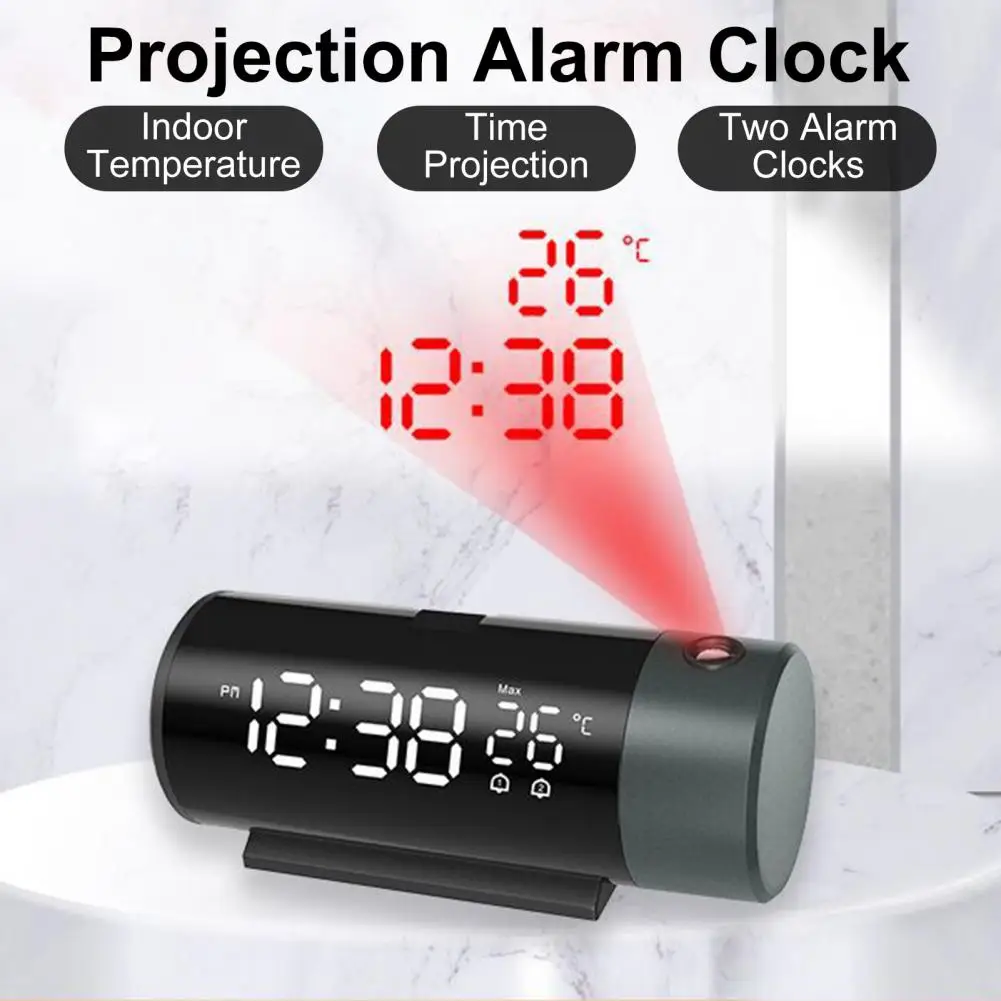 Temperature Display Digital Clock Snooze Function Bedroom Bedside Table Led Clock With Projector For Home