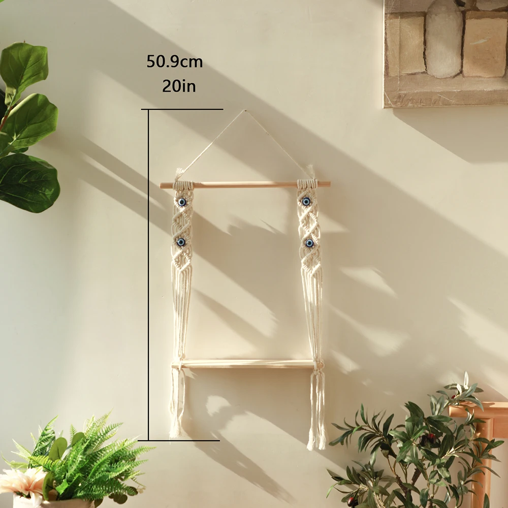 Плавающая настенная полка сглаза с палочками макраме украшение для дома в стиле