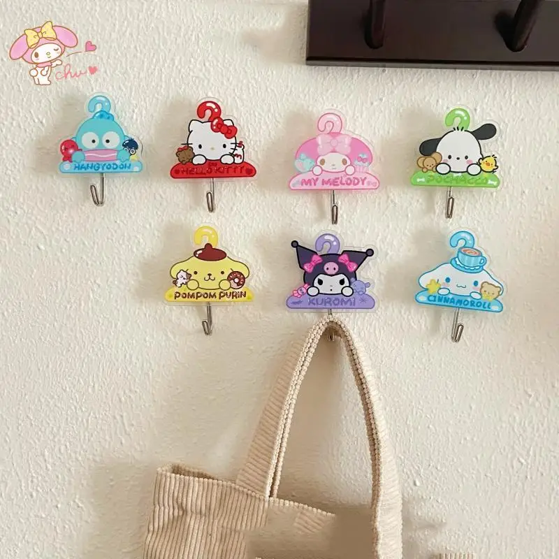 

Крючок Kawaii Cinnamoroll Sanrio аниме милый креативный Kuromi Hellokittys декор комнаты без перфорации крючок мультяшный подарок на день рождения