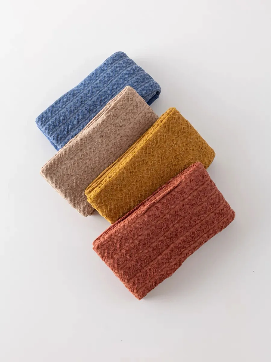 Весенне-осенние женские винтажные вязаные леггинсы Mori Girls Waves Jacquard 200D в японском