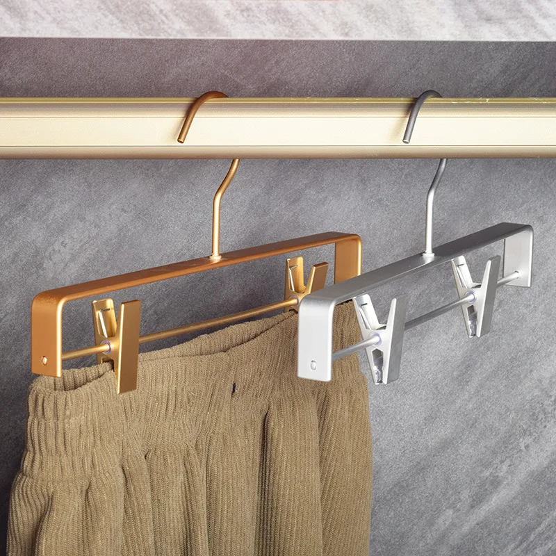 

5pcs Trouser Hanger Women Skirt Display Storage Hangers Household Pants Socks Drying Rack with Movable Clothespins Trouser Racks